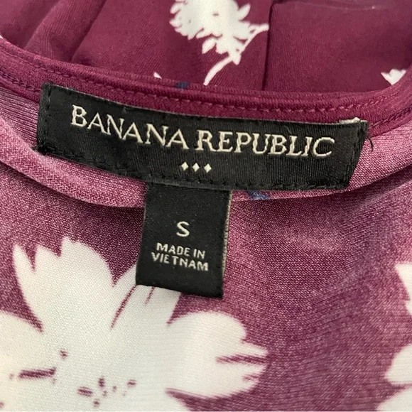 Banana Republic Multicolored Floral V-Neck Short Sleeve Pullover Midi Dress - Picture 6 of 7